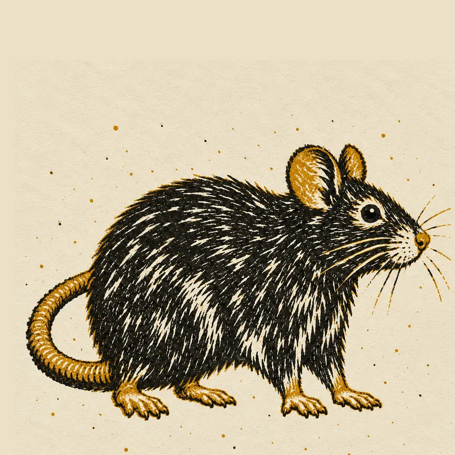 Cell 6, the Qwen rat, printed in two inks